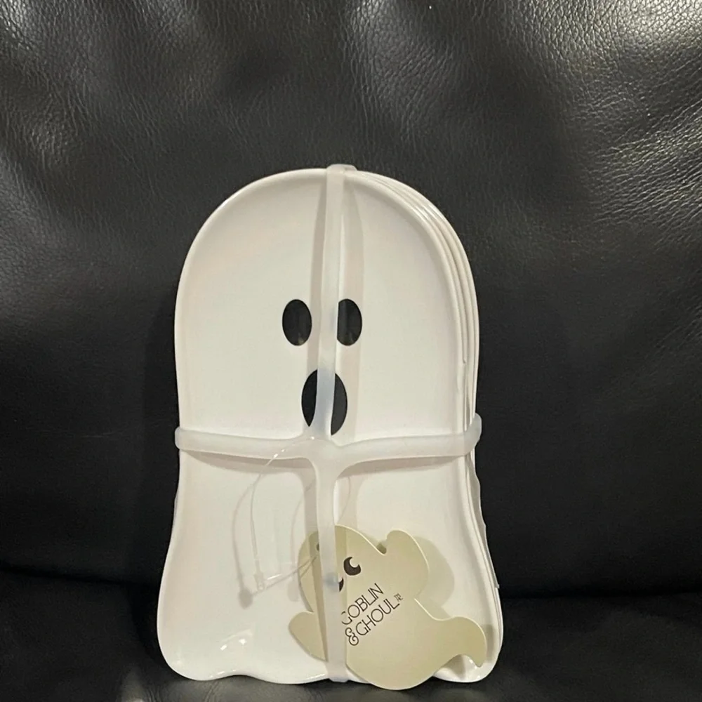 GOBLIN & GHOUL Melamine Ghost Figural Appetizer Plates  Set (4 plates)- Ghosts